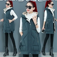 2021 new cotton vest womens mid length coat student slim womens autumn and winter