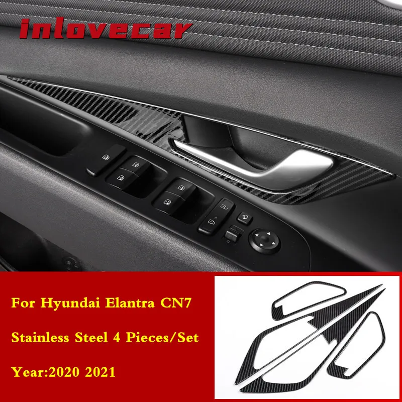 

Для Hyundai Elantra CN7 2020 2021 2022 аксессуары из нержавеющей стали Стайлинг автомобиля внутренняя дверь чаша защитная рамка крышка накладки 4 шт.