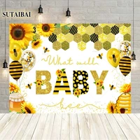 bee day photography background yellow sunflower baby bee day customized newborn birthday party background photography photo