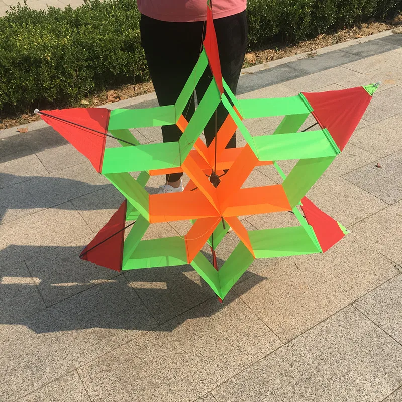 100m3D цветной шестигранный сливовый воздушный змей в форме цветка FRP Однолинейный