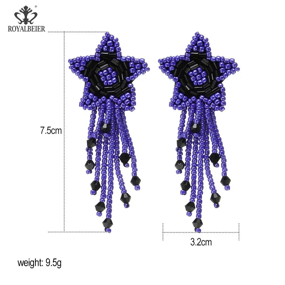 

ROYALBEIER Bohemia Elegant Long Tassel Drop Earrings Handmade Beads Earrings Female Colorful Beaded Statement Jewelry Gifts
