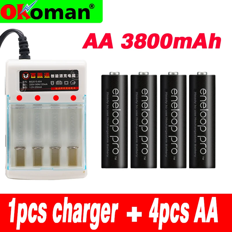 4 шт. Panasonic Eneloop Оригинальная батарея Pro AA 3800mAh 1 2 V Ni MH камера игрушка фонарик