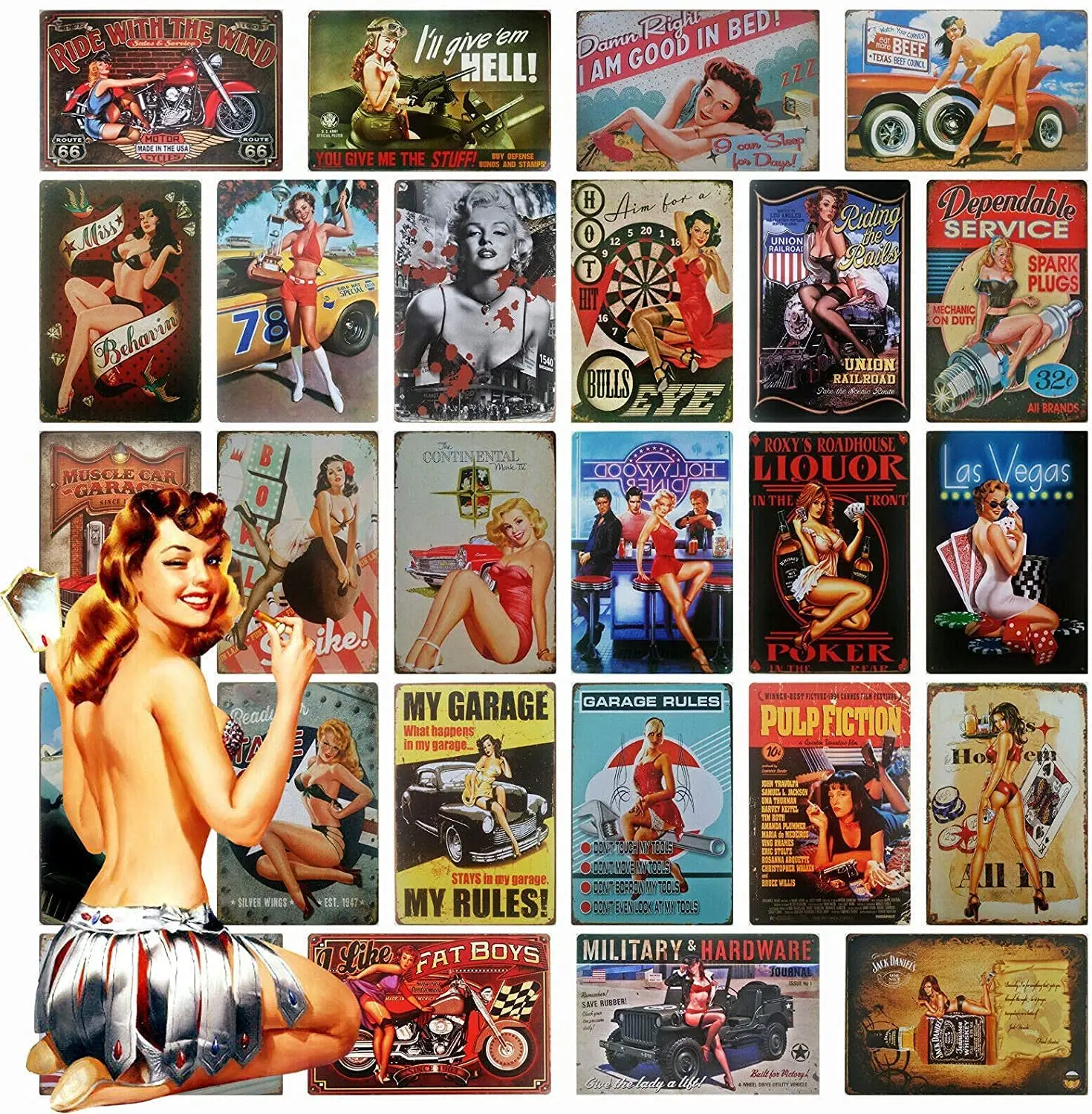 

Metal Sign I Love The Woman Who Loves The Cat Vintage Metal Tin Sign Man Cave for Men Women,Wall Decor for Bars,wc,Restaurants