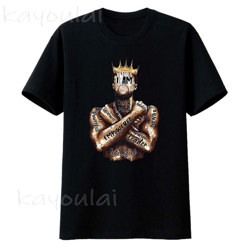

Hot Sale Men T Shirt Black King Print Vintage Melanin King Black Man Black Lives Matter Male Tops