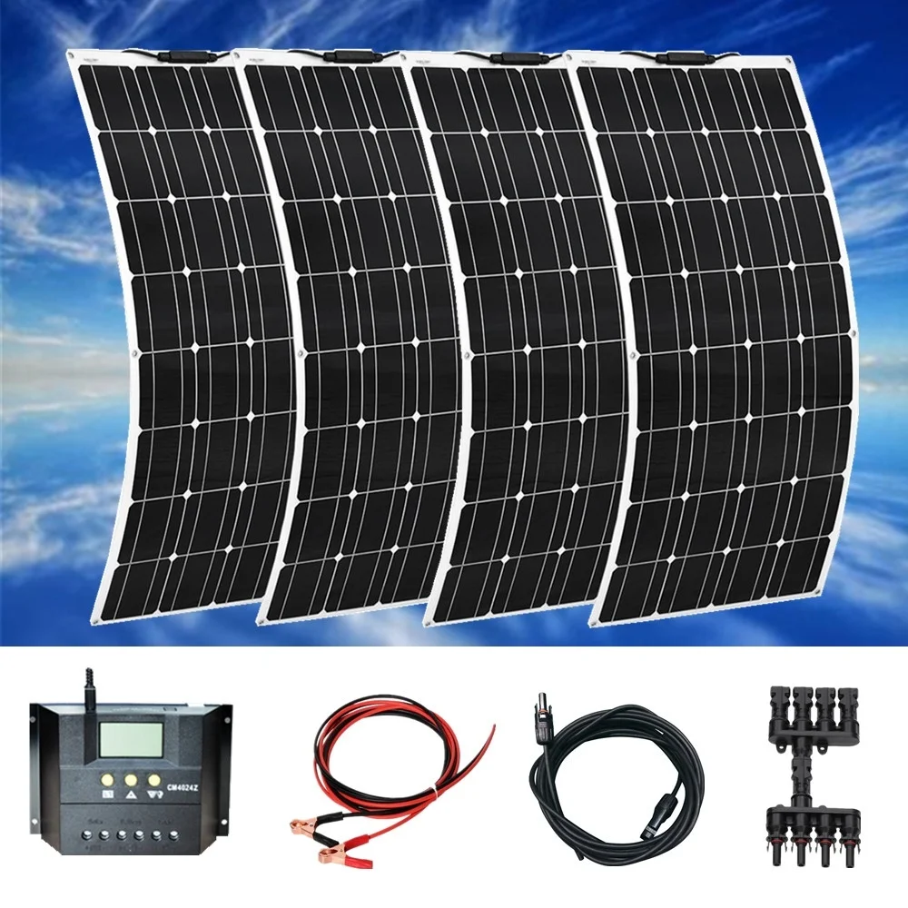 Boguang 12V 24V 400 w Гибкая солнечная панель с 20A cotroller фотоэлектрический кабель