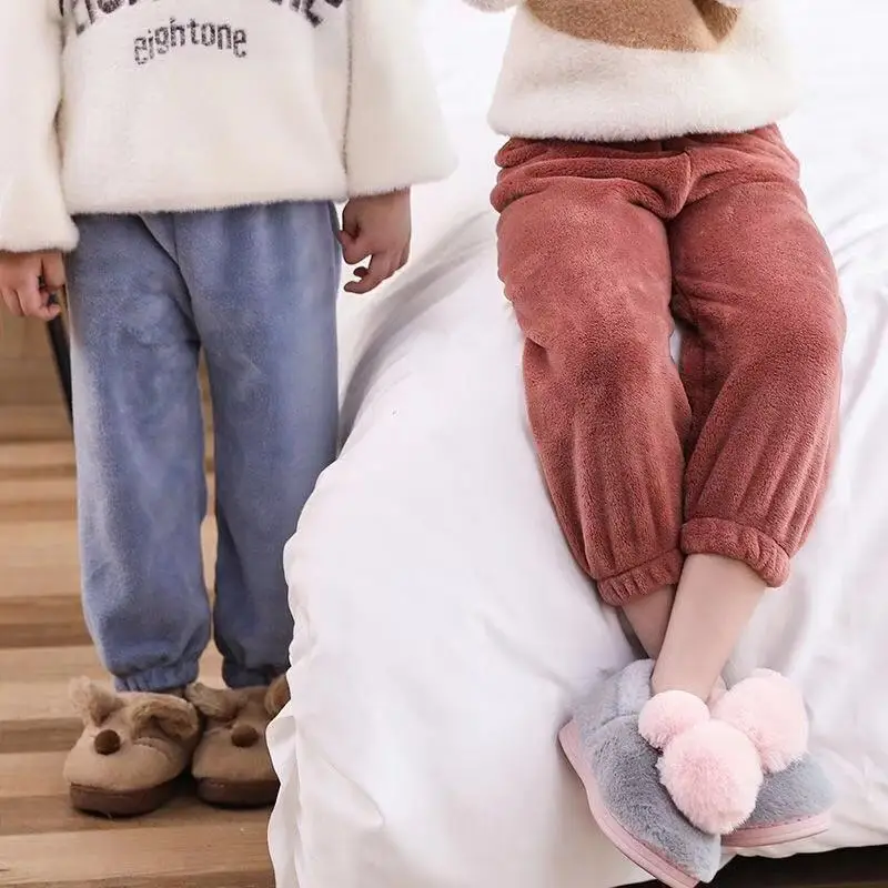 Женские теплые брюки для мальчиков и девочек детские бархатные леггинсы зимние