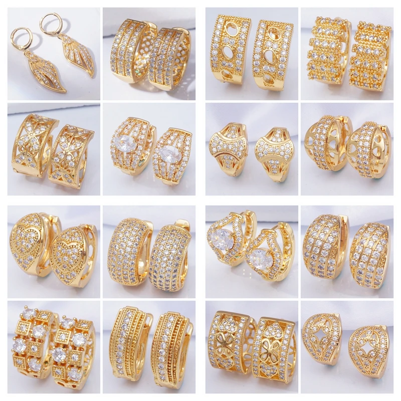 Стразы циркон Кристальные серьги 30 стилей круглые кольца для женщин и мужчин