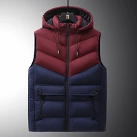 vest mens winter casual outerwear warm hood jacket down vest men sleeveless waterproof patchwork jackets parkas vests men 6xl