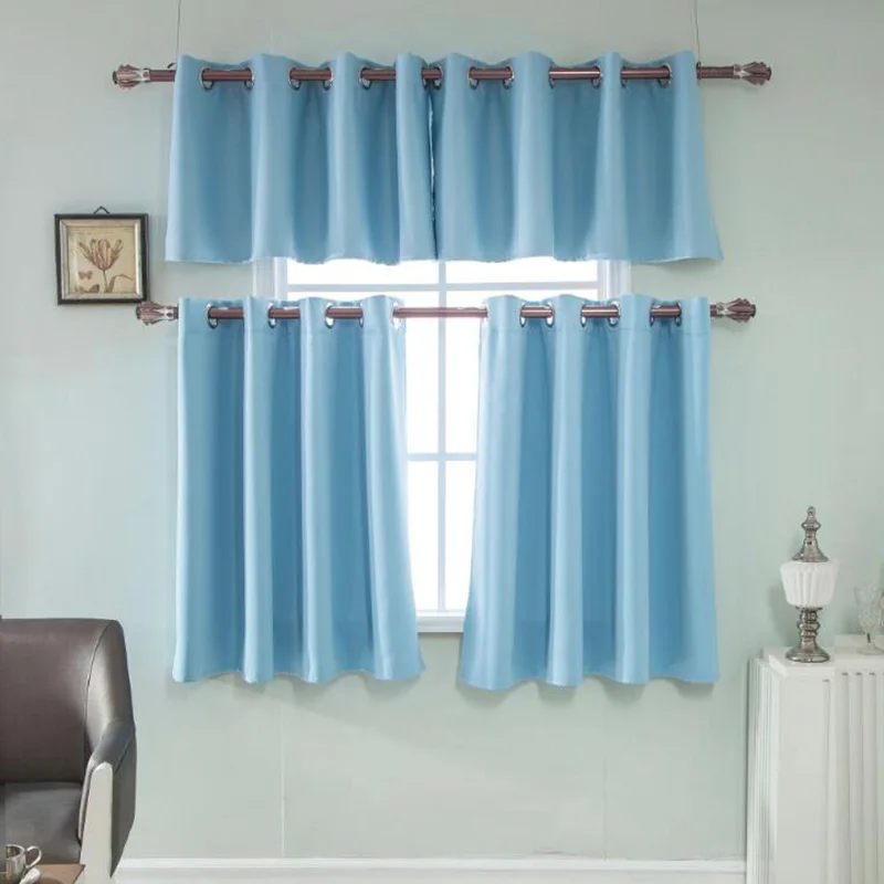 

1pcs Short Curtains For Living Room Solid Color Kitchen Curtains Bedroom Blackout Blinds Home Decorations Salon