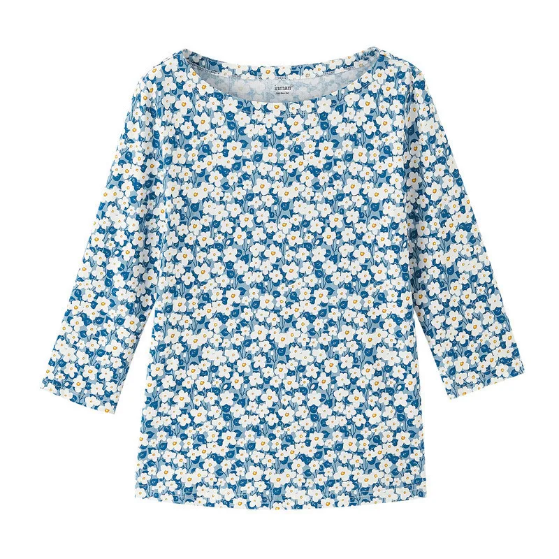 Осенняя винтажная женская рубашка INMAN хлопковые топы с круглым вырезом и рукавом