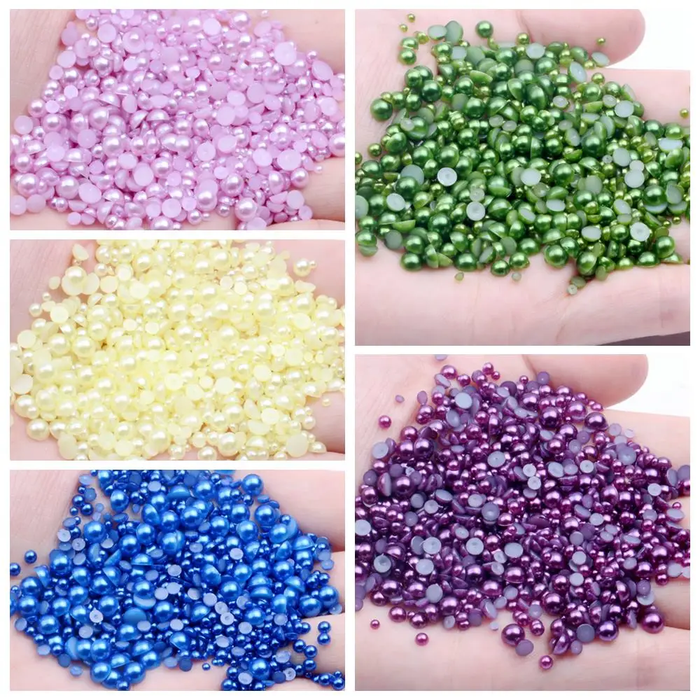 1.5-25mm White Half Round Crafts Resin Pearls 200-10000pcs Flatback Scrapbook Beads For 3D Nails Art DIY Design Decorations | Красота и