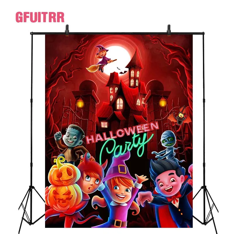 

Фоны для фотографирования GFUITRR с изображением трюка или лечения, фоны для фотографирования на Хэллоуин вечерние, мультяшный замок летучая м...