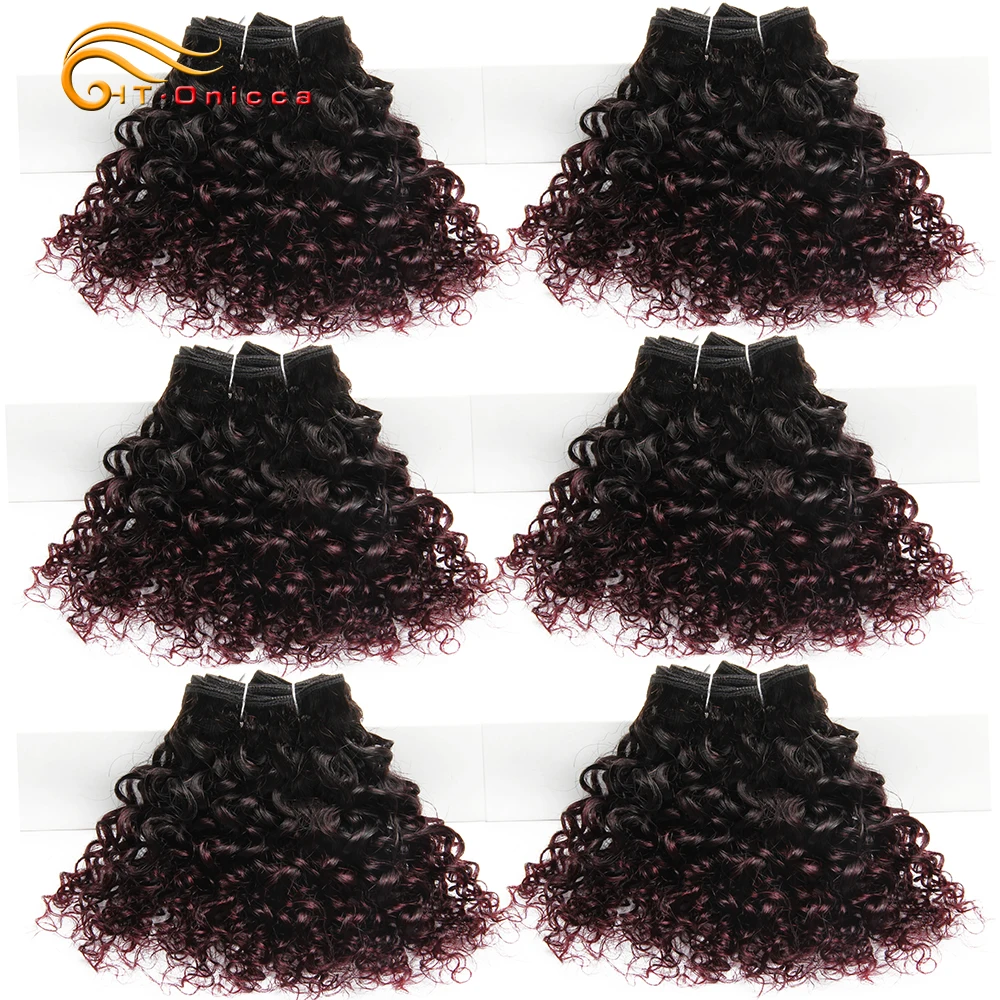 Человеческие волосы Jerry Curl 6 шт./лот бразильские Remy волнистые пучки 1B 99J 27 30 цветов