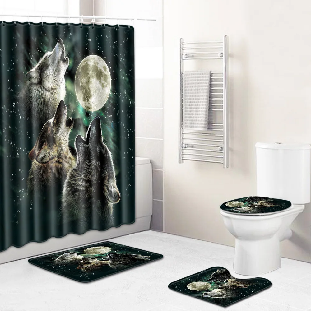 Белый Волк занавеска для душа Ловец с глазами волка туалетный коврик крышка штор
