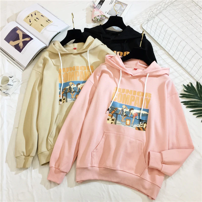 Streetwear Hoodie Pullovers Sweatshirt Hooded Sping & Autumn Casual Women Sweetshirts Sudaderas Printed Dropshipping Pull Loose