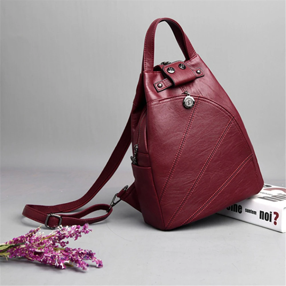 3-в-1 женская сумка высокого качества из мягкой кожи рюкзак для Дамская мода нить