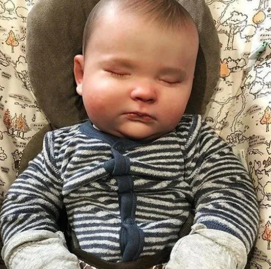 

18 Inch Cloth Body Reborn Baby Boy Doll Striped Knitted Jacket Lifelike Sleeping Reborn Baby Doll