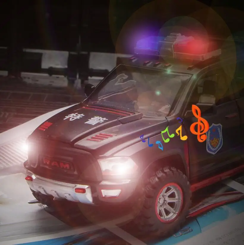 Игрушечный полицейский автомобиль модель 1: 32 Dodge-Ram пикап Внедорожник из сплава
