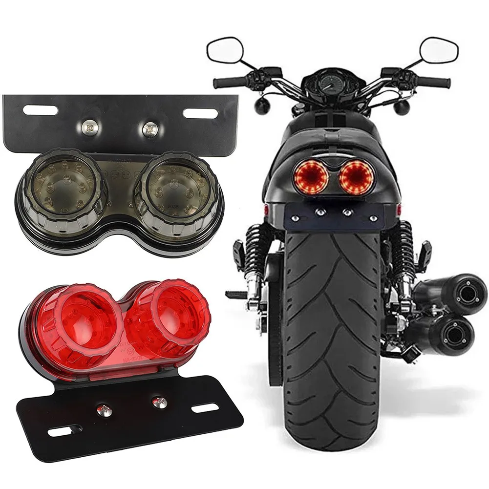 

Motorcycle LED Dual Brake Tail Lights Retro Twin Turn Signals Lights License Plate Integrated Lamps Stop Stop Signal Accessories