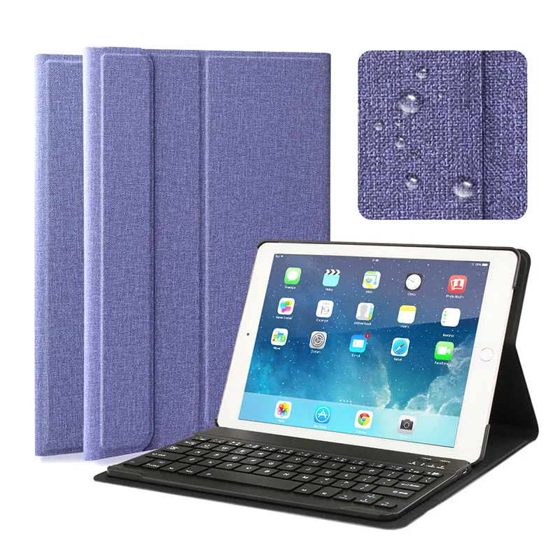 Purple AZERTY QWERTY чехол с клавиатурой для iPad 9,7 для iPad Air 2 Smart Cover для iPad 9,7 с русской испанской английской клавиатурой - Цвет: Purple