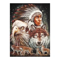indian chief portrait diamond painting animal wolf hawk round full drill nouveaute diy mosaic embroidery 5d cross stitch gifts