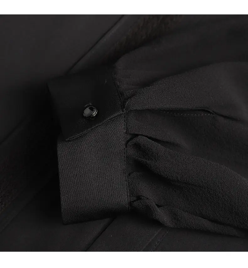 

Black Chiffon Blouse Women Elegant Shirts Office Lady Solid Tops Spring Women Blouses Krean Style Plus Size Womens Clothing