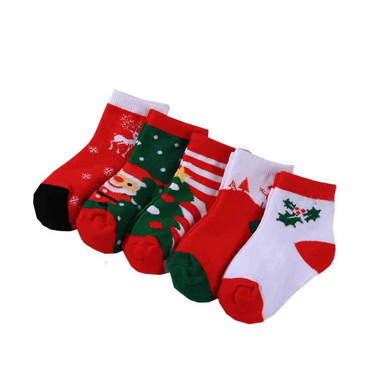 1 пара детских носков хлопковые высококачественные красные рождественские носки