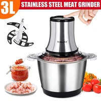 800w 3l household small electric meat grinder 2 speeds stainless steel electric chopper automatic mincing machine food processor