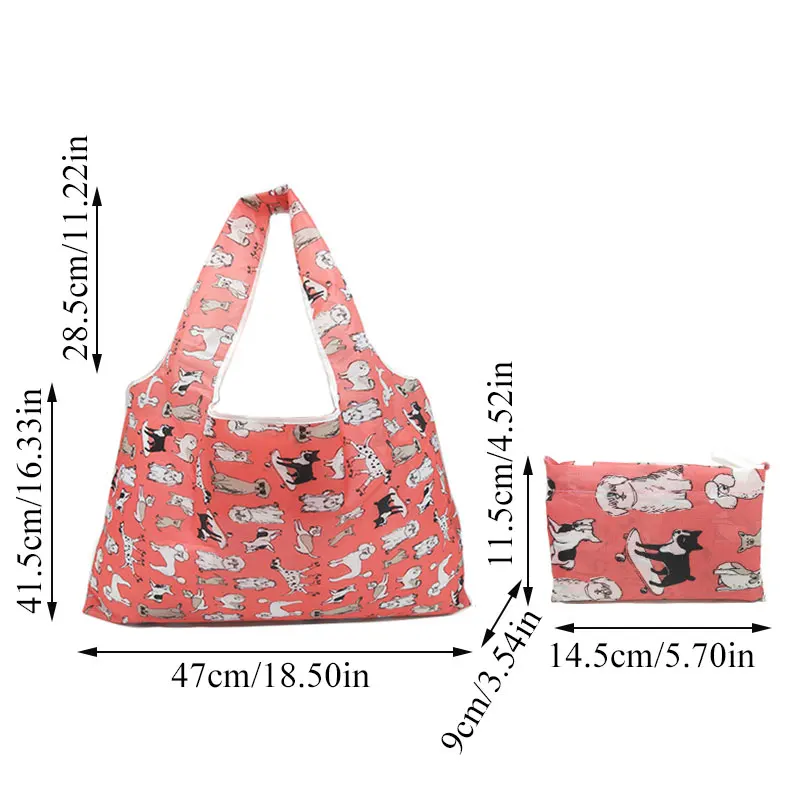 

Cute Bear Printed Shopping Bag Lovely Print Eco Bag Foldable Grocery Bag Reusable Storage Pouch Fashion Multi-function Handbags