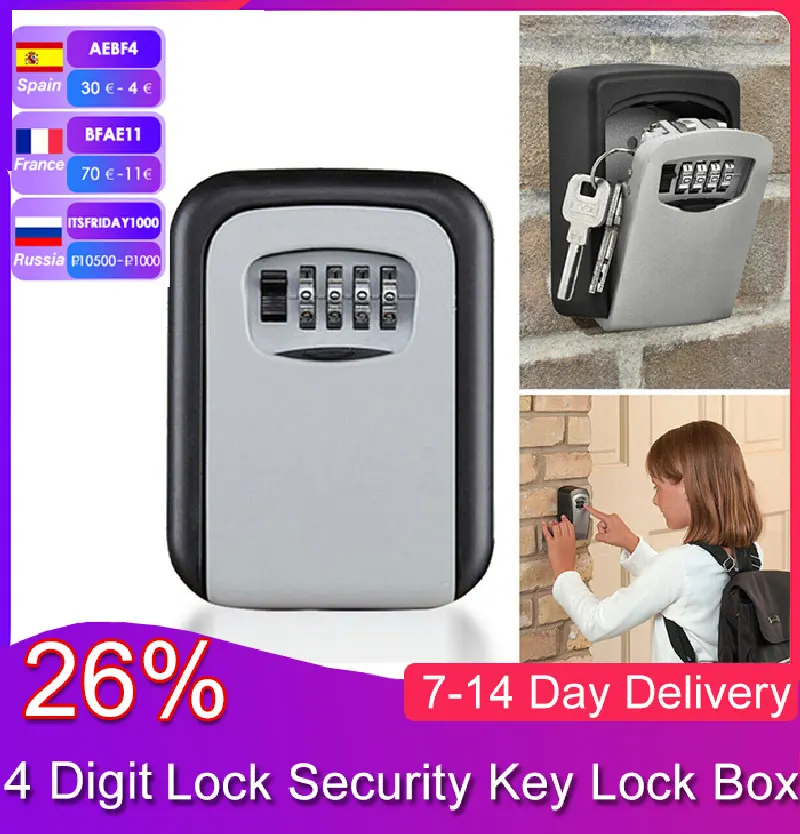 

DIOSMIO 4 дюйма, безопасный замок для ключей, комбинированный Сейф для улицы, сверхпрочный настенный замок, замок для ключей