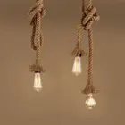 Винтажный подвесной светильник из пеньковой веревки, потолочный светильник в стиле ретро, лофт, индастриал, лампочка эдисона, домашнее декоративное освещение