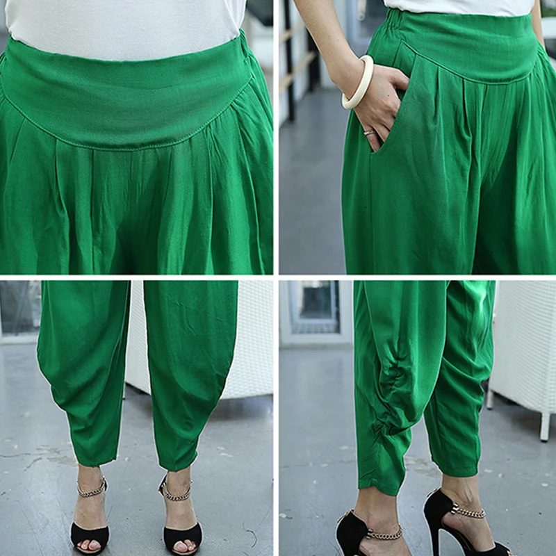 

Autumn Spring Solid Casual Harem Pants Women Loose Plus Size Ankle Length Female Trousers High Waist Thin Ladies Pockets Pants
