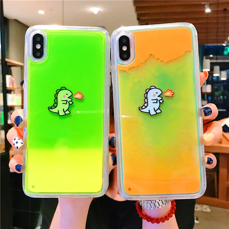 Новый модный фосфоресцирующий динамичный жидкий песок для iPhone 6 6S 7 8 Plus X XR XS Max