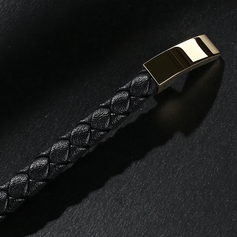 Fashion Jewelry Men Retro Bracelet Weave Leather Bracelets &amp Bangles man Classic Gold Black Collocation bangle PS2036 | Украшения и