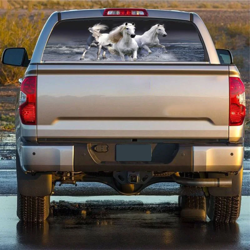 

Galloping White Horse for Truck Suv Pickup Rear Windshield Decal Sticker Decor Rear Window Glass Poster 53.1 x 14.2 Inch
