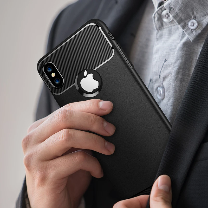 Чехол для Телефона iPhone 6 7 8 6S Plus X роскошный мягкий ТПУ из углеродного волокна XR XS Max