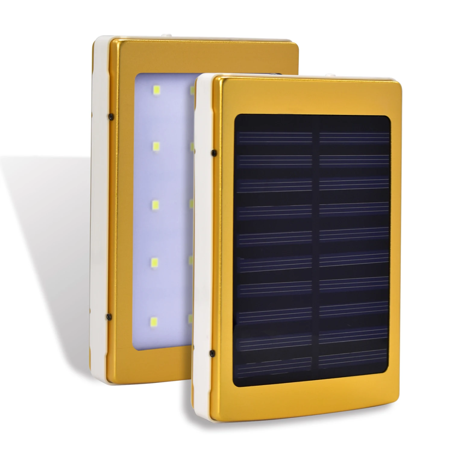 Power Bank 20000mAh Солнечное зарядное устройство Внешнее зарядное устройство для аккумулятора с 20 шт. светодиодный светильник для xiaomi mi 9 iPhone xr - Цвет: Золотой