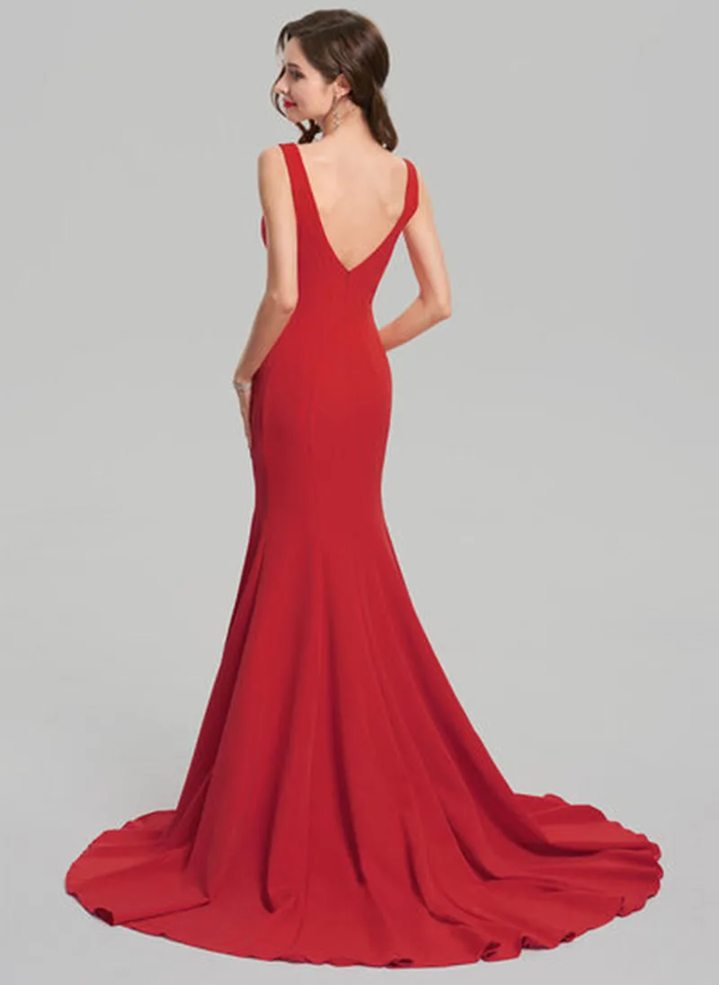 Новинка красные коктейльные платья для выпускного вечера 2019 v-образный вырез