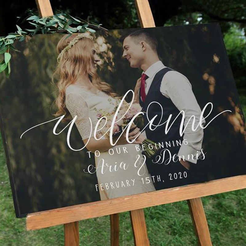 Персонализированные Свадебные Украшения знак Добро пожаловать с фото на заказ