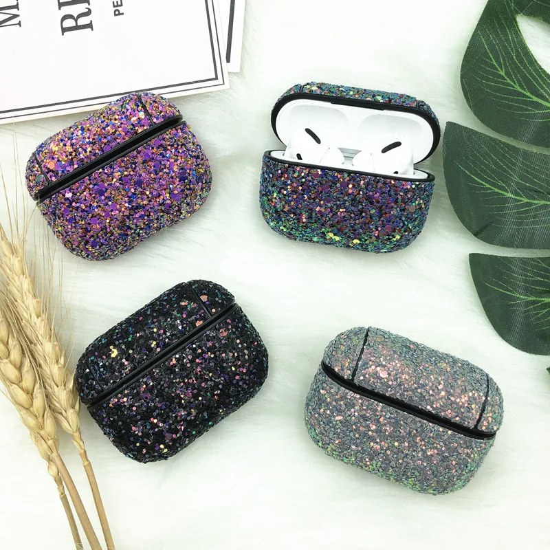 

airpods pro protective cover 12th generation glitter sequin iphone bluetooth headset cover leather storage box