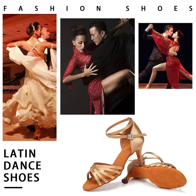 SWDZM New Salsa Ballroom Shoes Ladies Latin Tango Dance Shoes For Women Modern Pole Waltz Dancing Heels 5/7.5cm Indoor Wholesale