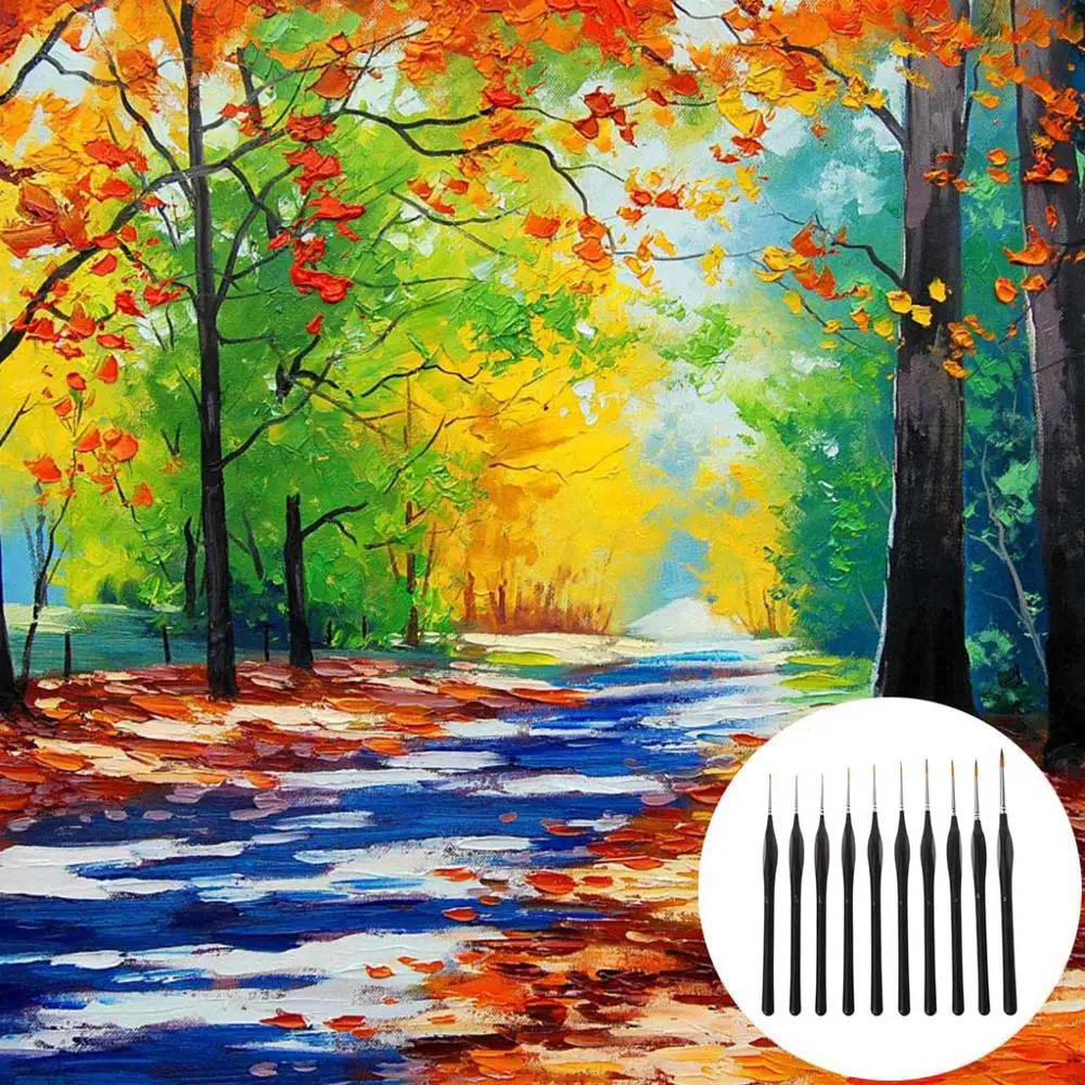 

10pcs/set Professional Fine Detail Painting Miniature Brush for Hool Line Acrylic Watercolor Oil Drawing Art Supplies