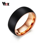 Vnox черный Для Мужчин's Вольфрам кольцо 8 мм внутренняя розового золота-Цветные кольца Для мужчин Вольфрам ювелирные изделия