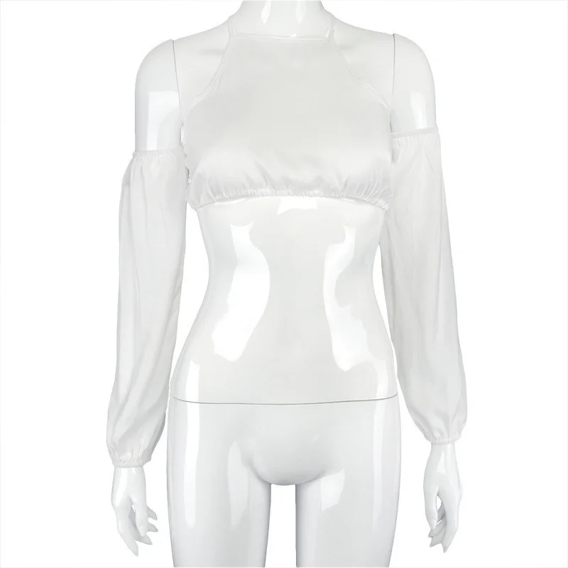 Женская футболка с длинным рукавом сексуальный топ однотонный бандаж осень 2020 -
