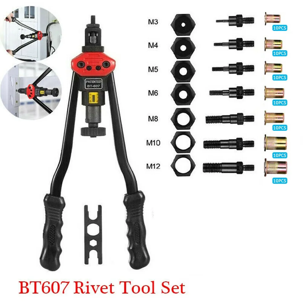

BT607 Rivet Nut Tool Blind Riveter Tool Hand Riveter Hand Tool M3-M6+M8 M10 M12