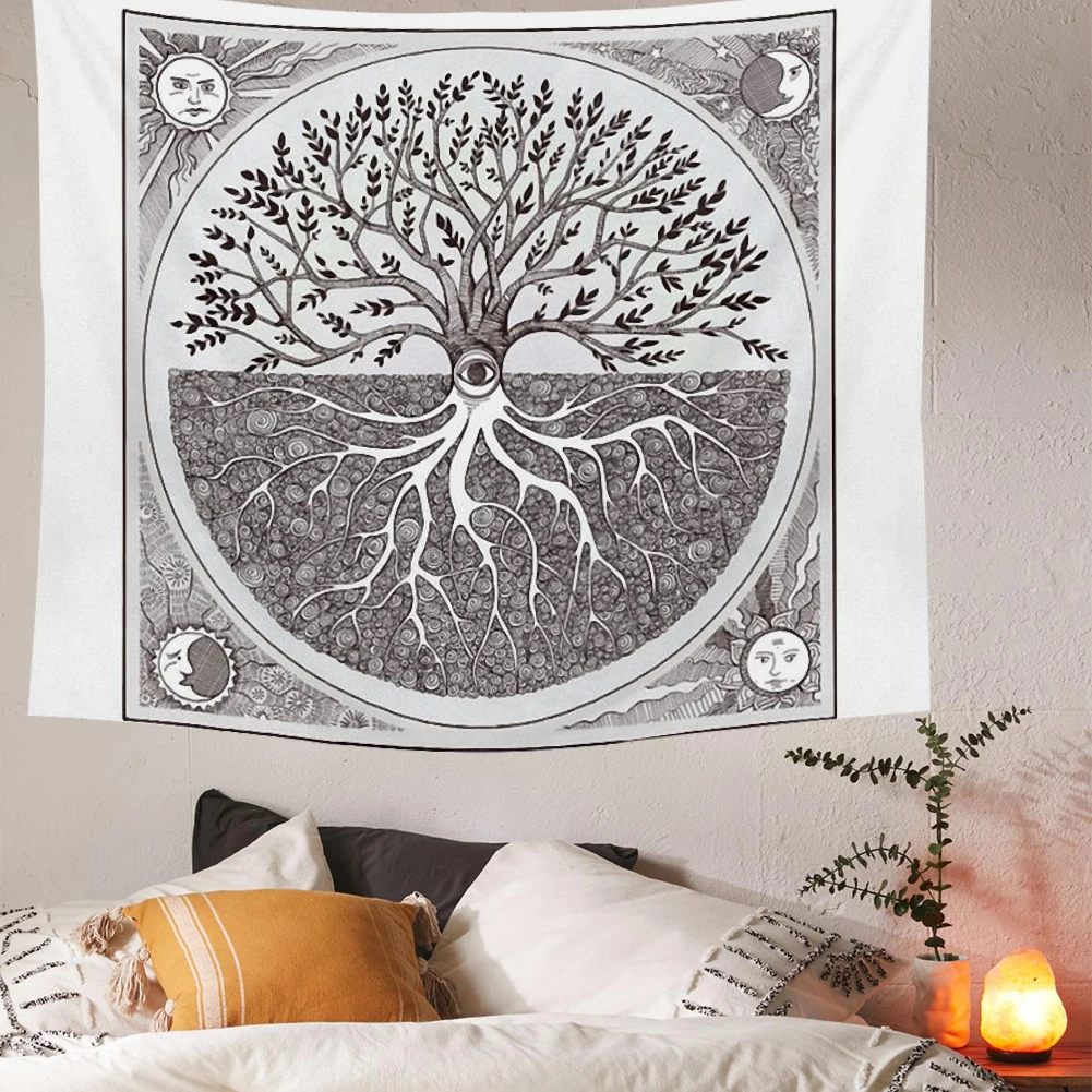 Жизнь гобелен с изображением деревьев белый гобелены Boho Lifetree стене висит