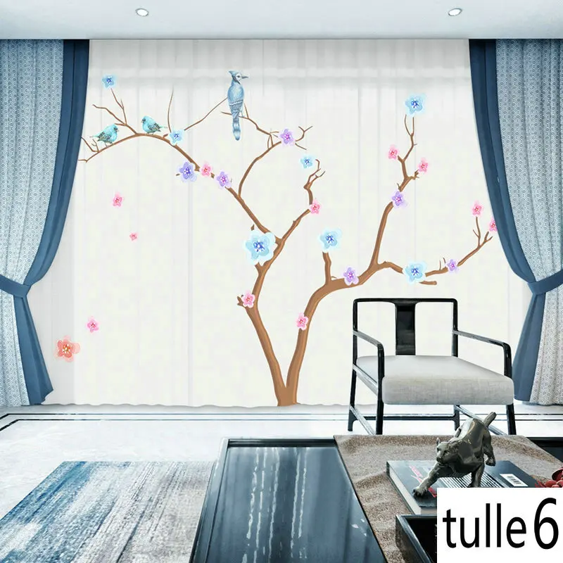 

Mountains Floral Landscape Chinese Style 3D Customized Curtains Drape Panel Sheer Tulle Home Decoration Living Room Bedroom