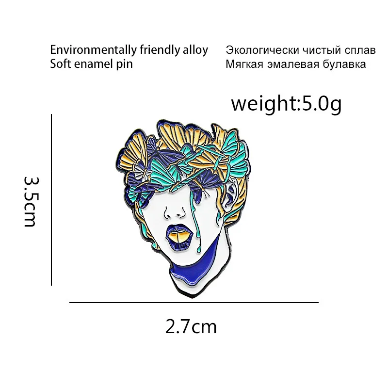 2021 Новое поступление Хэллоуин ужас синие слезы голова девочки эмалированная