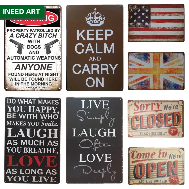 

Retro Bar Caution Metal Tin Sign Vintage Warning Wall Stickers Yard Garden Decorative Wall Plaque Home Decor Wall Art Plate