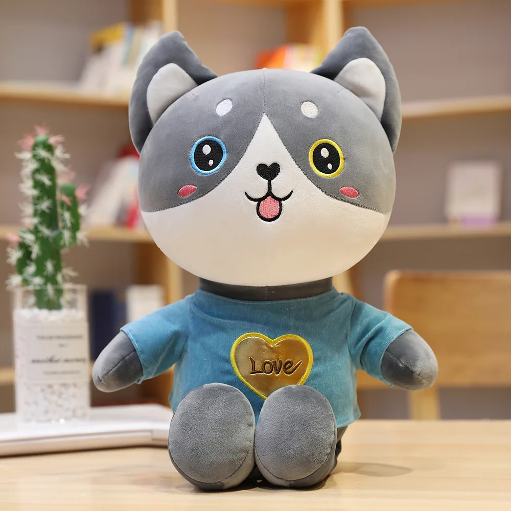 

New Hot Huggable Lovey Super Soft New Huggable husky plush toy doll cat and dog doll cute stuffed puppy animal kids gift